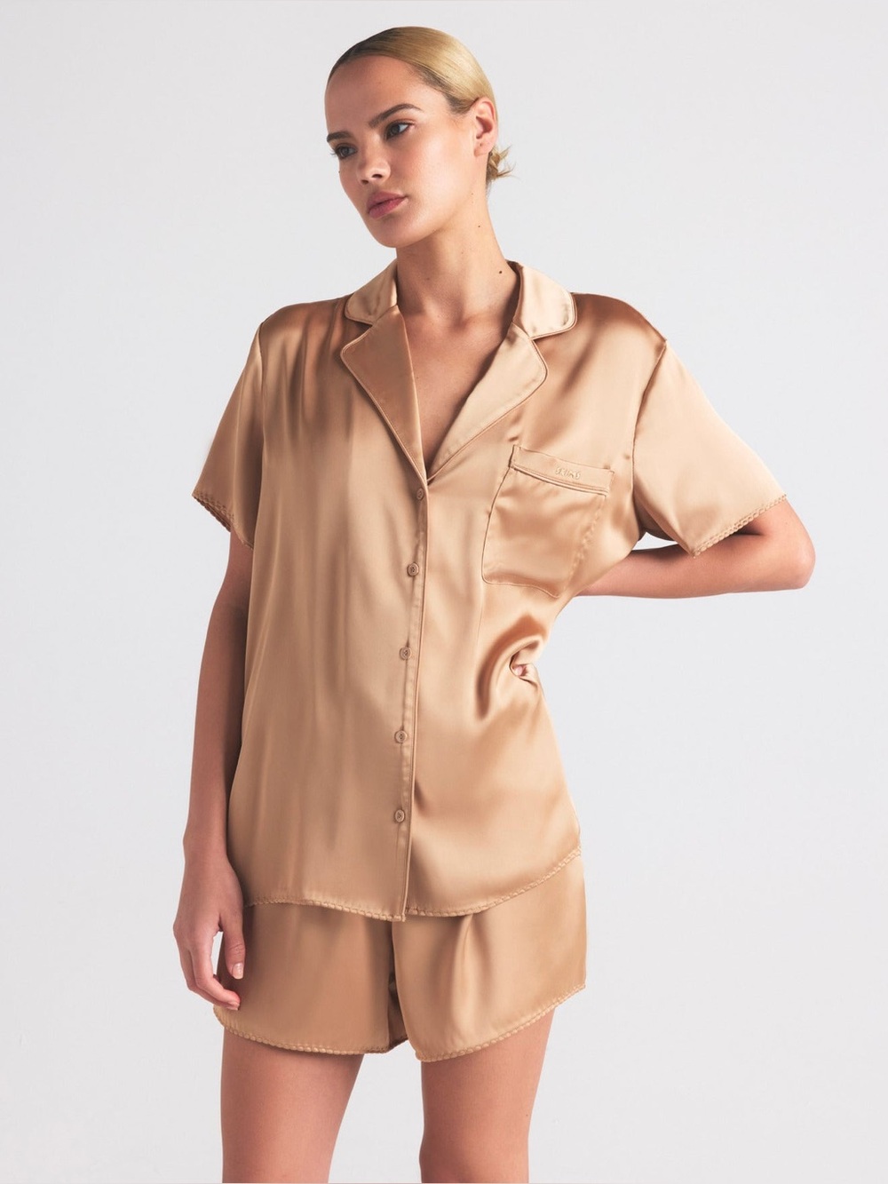 SKIMS Woven Shine Short Sleep Set Size S